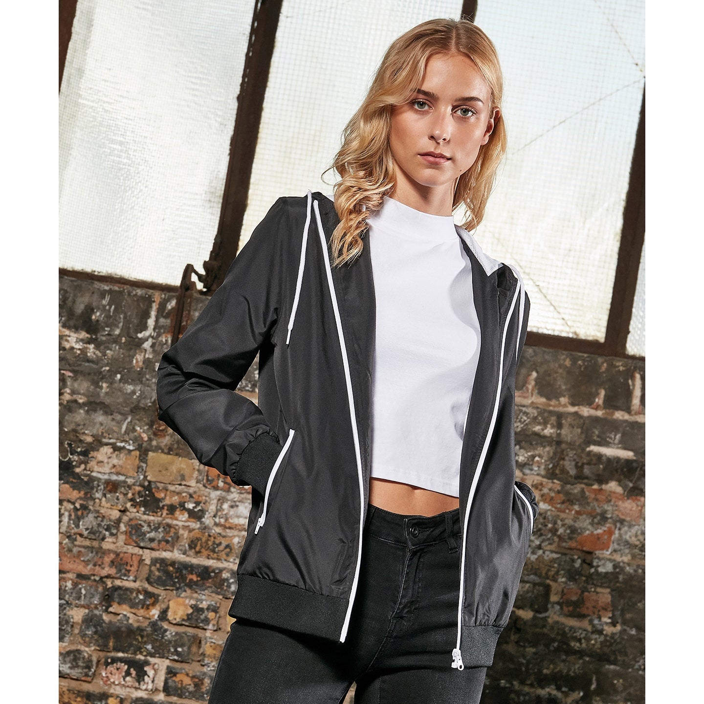 Build Your Brand Women's Recycled Windrunner