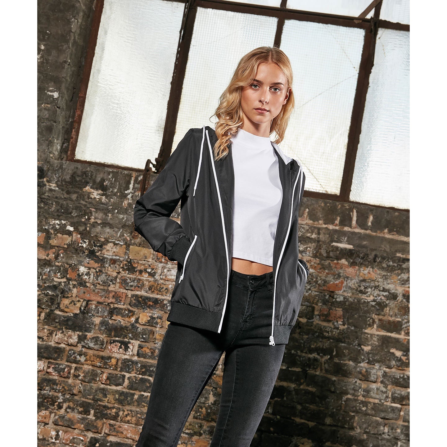 Build Your Brand Women's Recycled Windrunner
