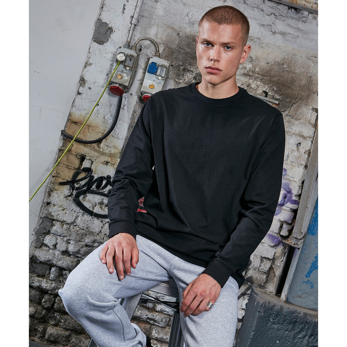 Build Your Brand Organic Long Sleeve With Cuff Rib