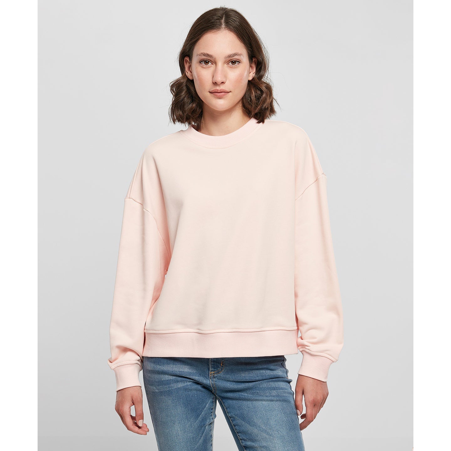 Build Your Brand Women's Oversized Crew Neck Sweatshirt