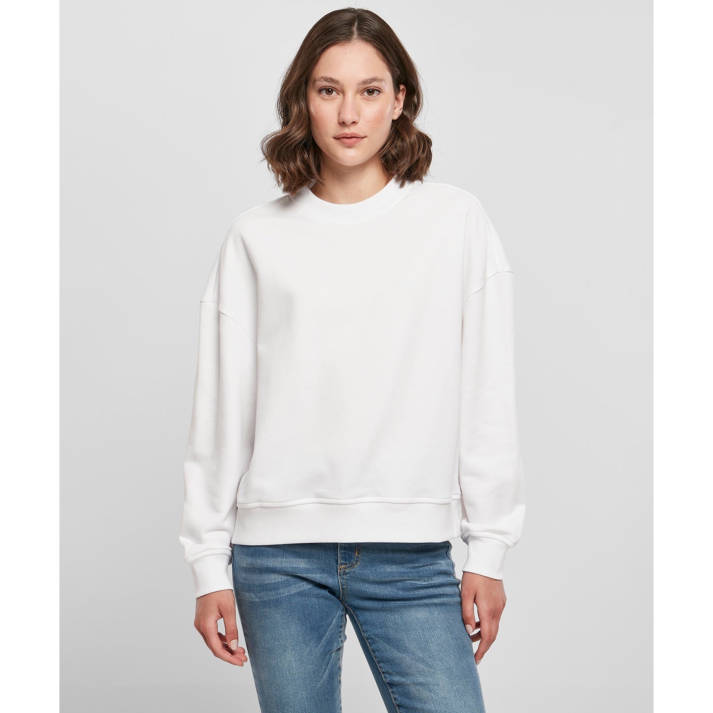 Build Your Brand Women's Oversized Crew Neck Sweatshirt