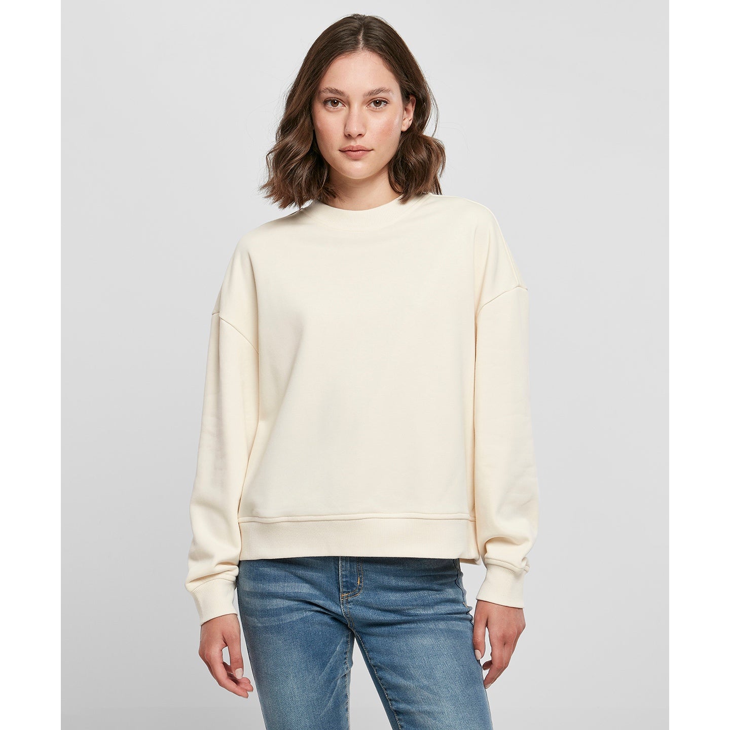 Build Your Brand Women's Oversized Crew Neck Sweatshirt