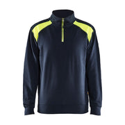 Blaklader Half-Zip 2-Tone Sweatshirt 3353 - Dark Navy Blue/Hi-Vis Yellow