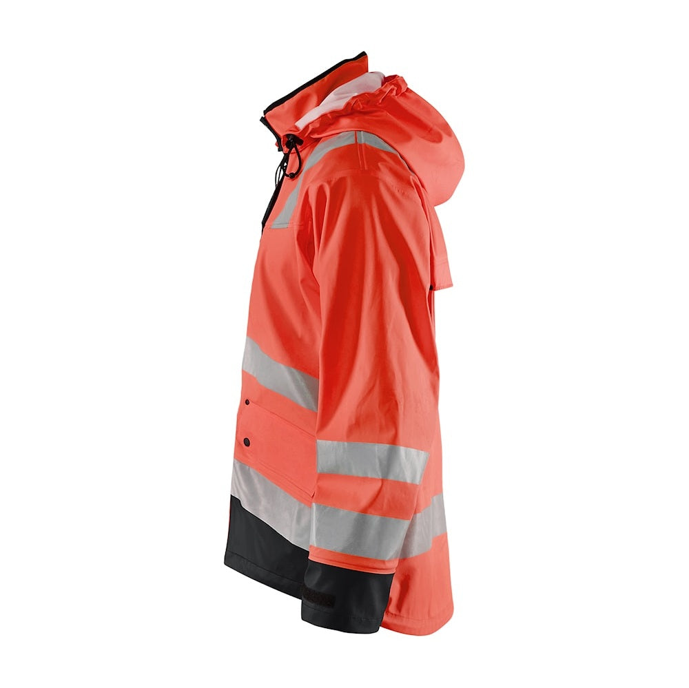 Blaklader Rain Jacket Hi-Vis Level 2 4302 #colour_red-hi-vis-black