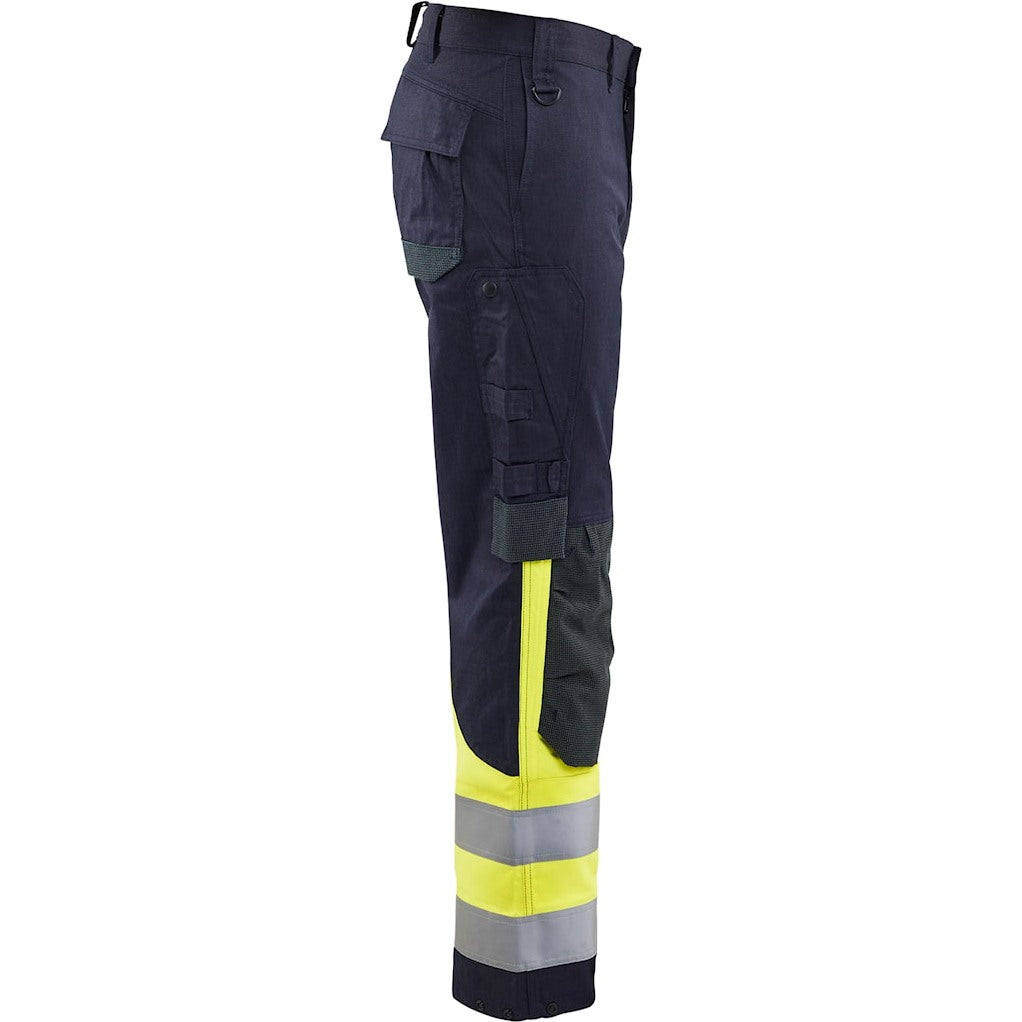 Blaklader Multinorm Inherent Trousers 1488 #colour_navy-blue-hi-vis-yellow