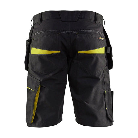Blaklader Service Shorts with Nailpockets 1494 #colour_black-hi-vis-yellow