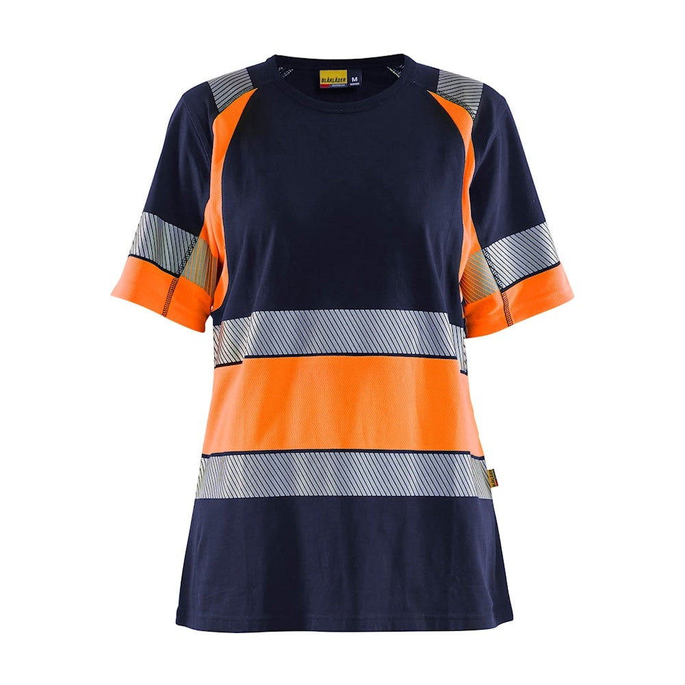 Blaklader Women's Hi-Vis T-Shirt 3410 #colour_navy-blue-orange