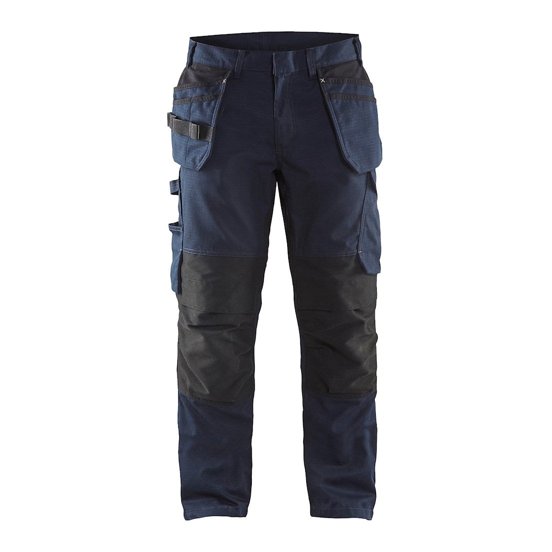 Blaklader Service Trousers with Stretch And Nail Pockets 1496 #colour_dark-navy-blue-hi-vis-yellow