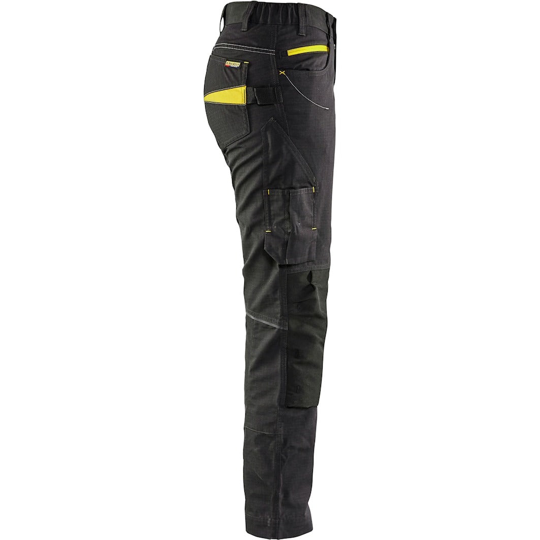 Blaklader Women's Service Trousers with Stretch 7195 #colour_black-hi-vis-yellow