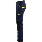 Blaklader Women's Service Trousers with Stretch 7195 #colour_dark-navy-blue-hi-vis-yellow