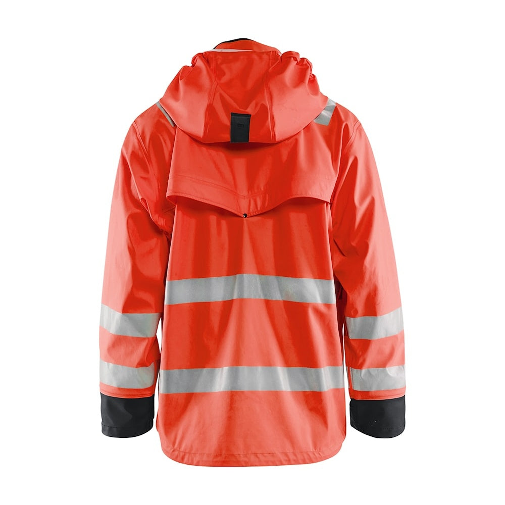 Blaklader Rain Jacket Hi-Vis Level 2 4302 #colour_red-hi-vis-black