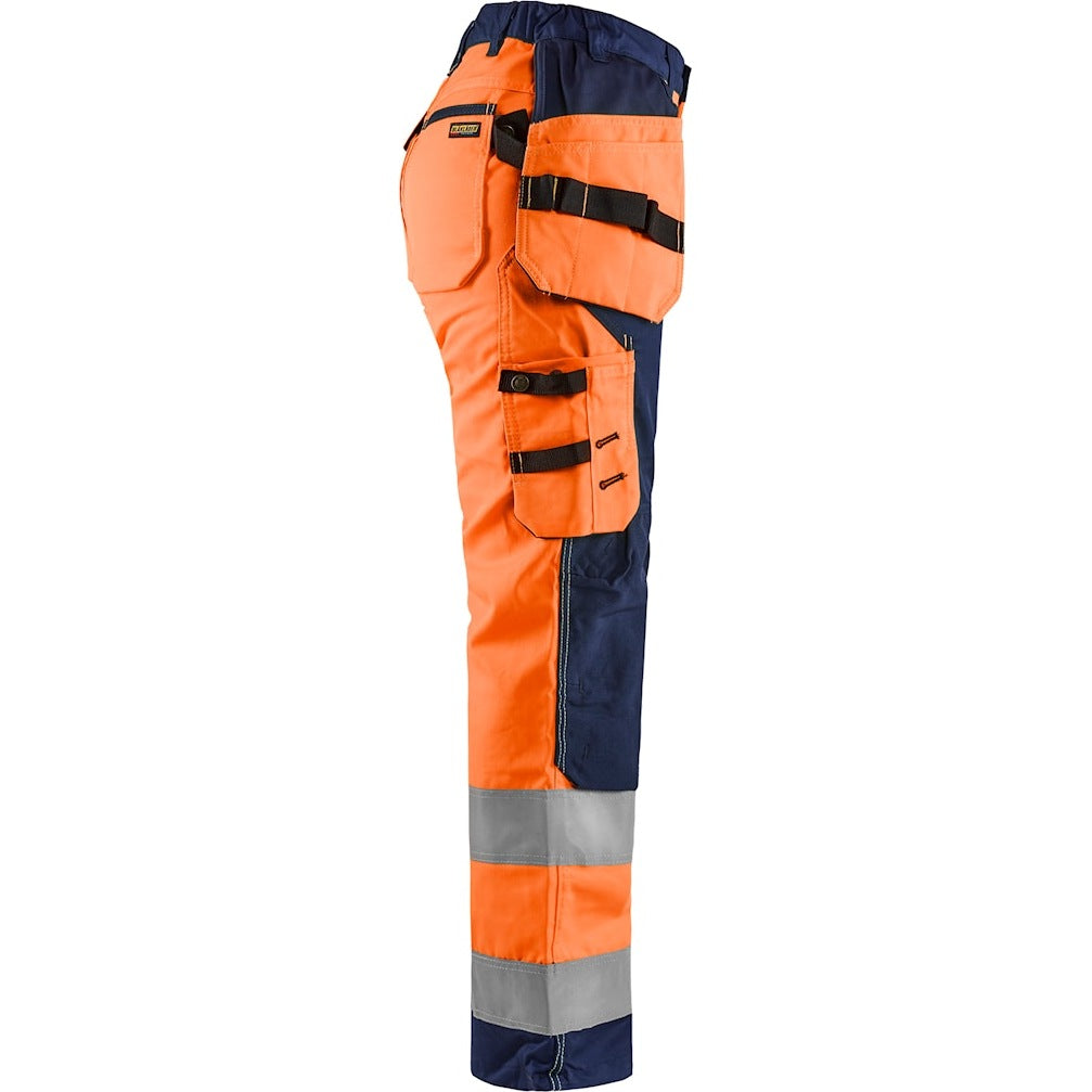 Blaklader Women's Hi-Vis Trousers 7156 #colour_orange-navy-blue