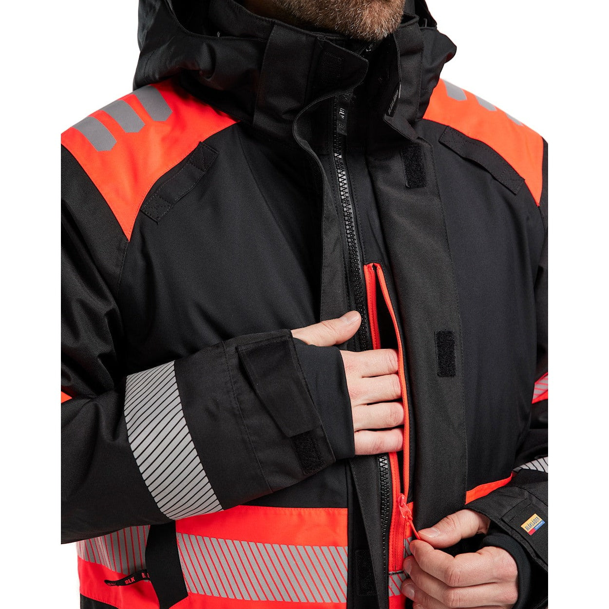 Blaklader Winter Parka Hi-Vis 4485 #colour_black-red-hi-vis