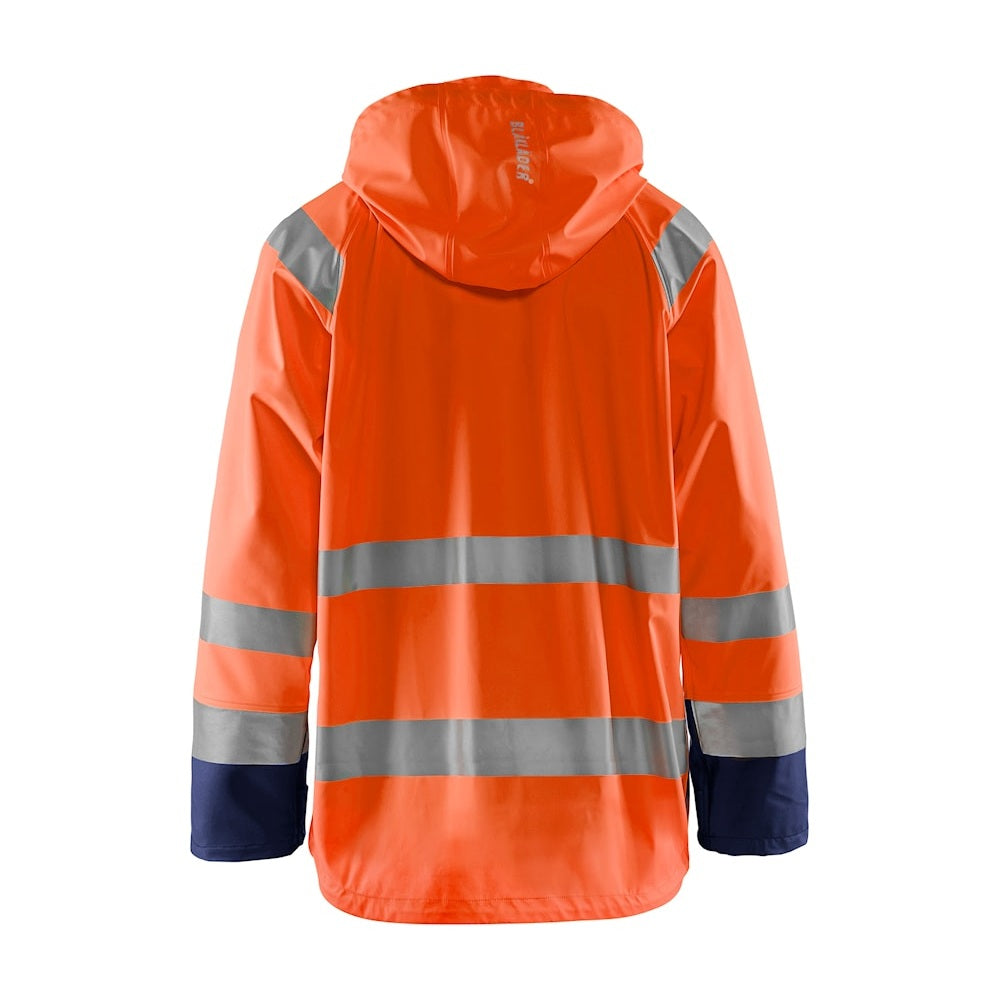 Blaklader Rain Jacket Hi-Vis Level 1 4323 #colour_orange-navy-blue