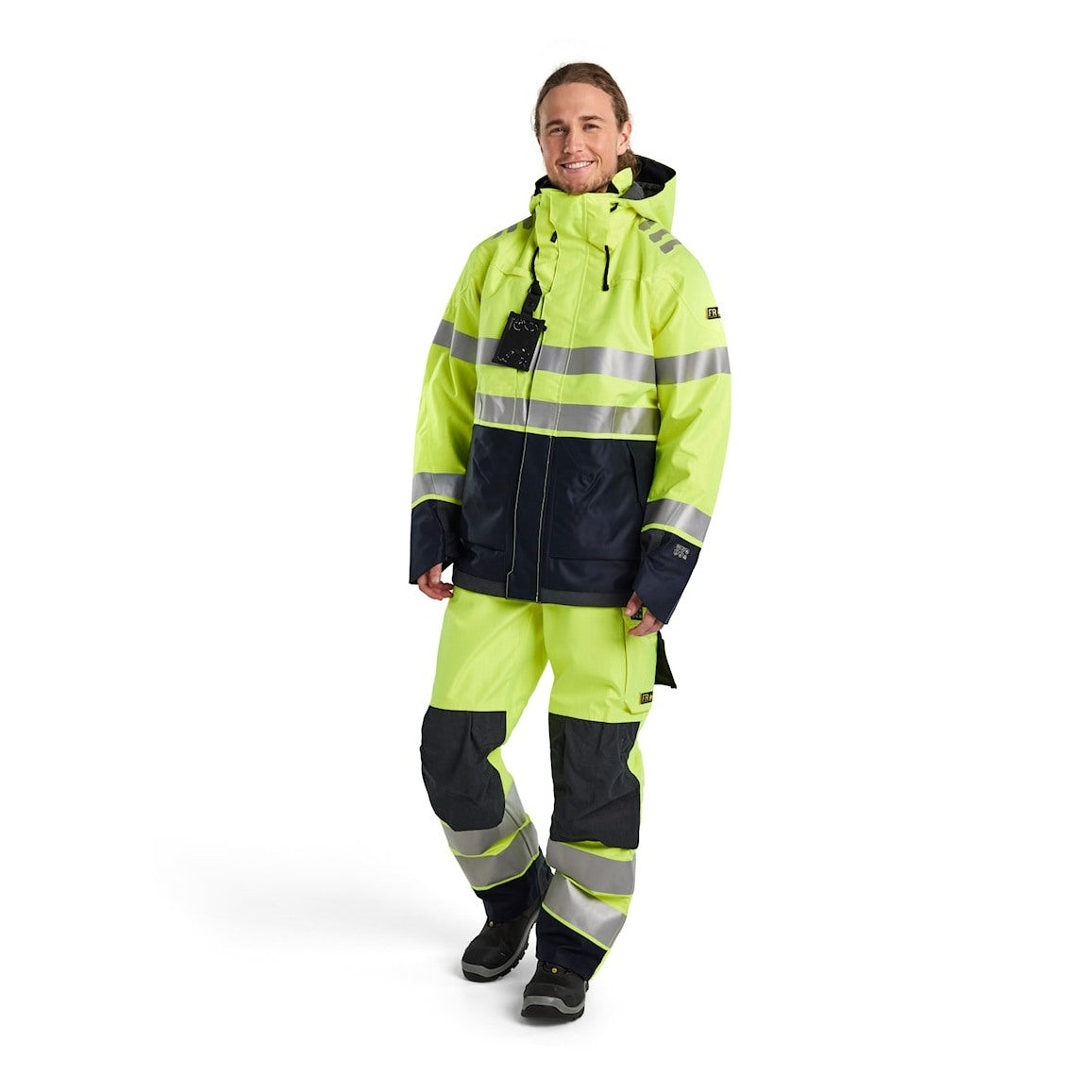 Blaklader Multinorm Shell Jacket 4088 #colour_hi-vis-yellow-navy-blue