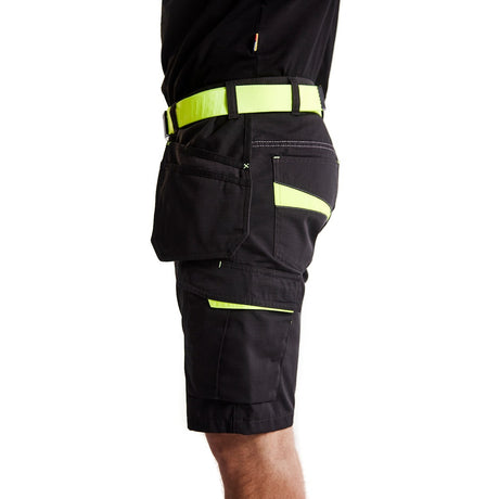 Blaklader Service Shorts with Nailpockets 1494 #colour_black-hi-vis-yellow