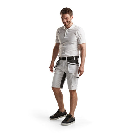 Blaklader Painters Shorts with Stretch 1099 #colour_white-dark-grey