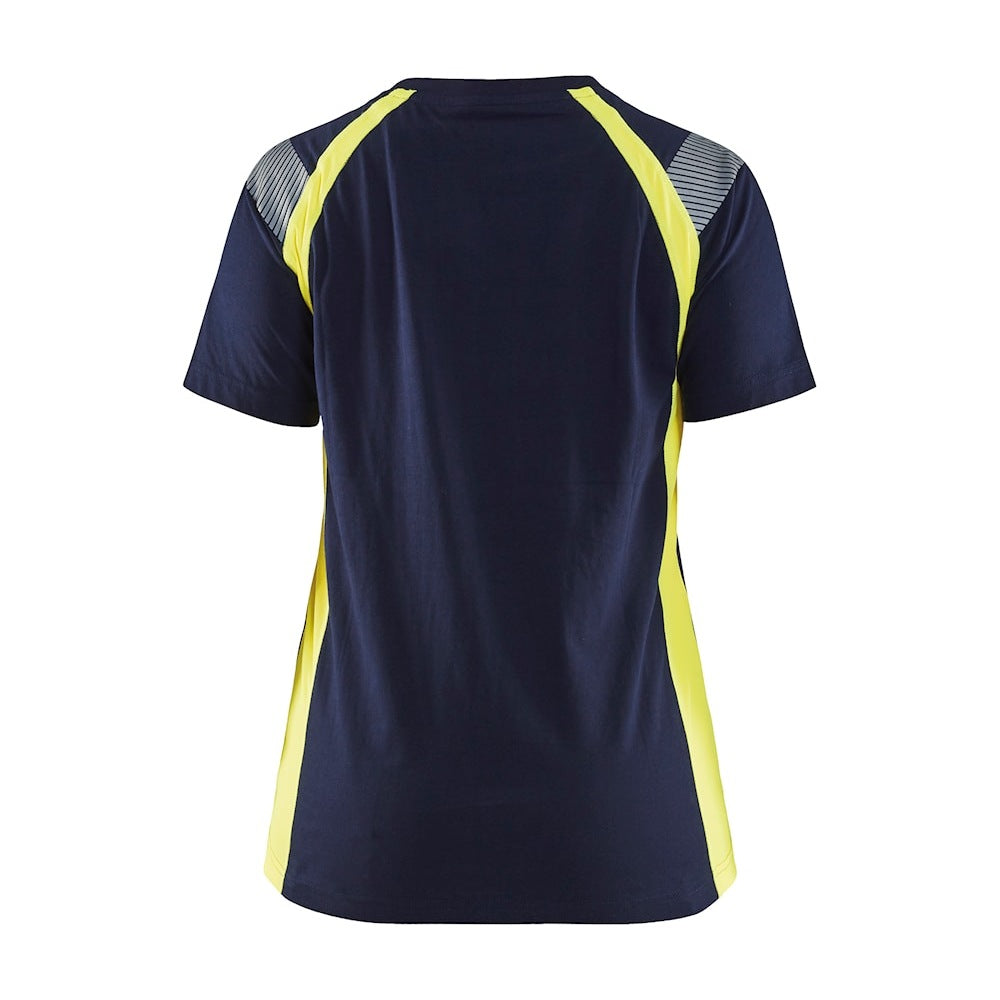 Blaklader Women's T-Shirt 3402 #colour_navy-blue-hi-vis-yellow