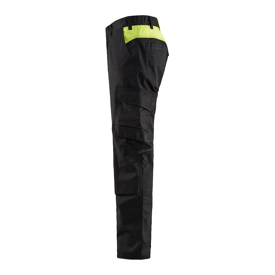 Blaklader Industry Trousers Stretch with Knee Pad Pockets 1448 - Black/Hi-vis yellow #colour_black-hi-vis-yellow