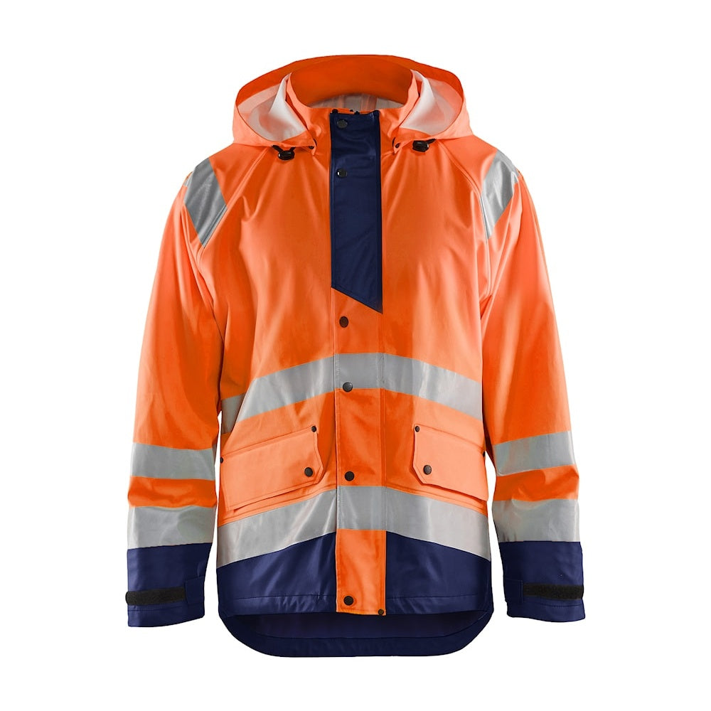 Blaklader Rain Jacket Hi-Vis Level 3 4327 #colour_orange-navy-blue