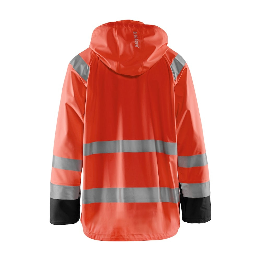 Blaklader Rain Jacket Hi-Vis Level 1 4323 #colour_red-hi-vis-black