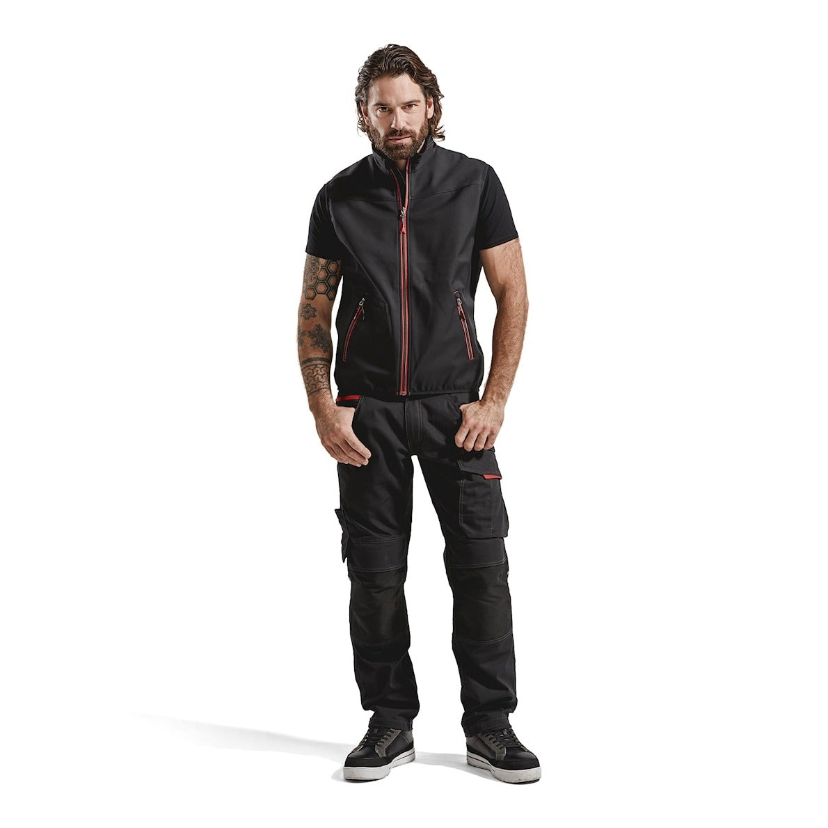 Blaklader Softshell Vest 3850 #colour_black-red