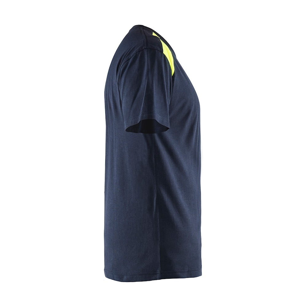Blaklader T-Shirt 3379 #colour_dark-navy-blue-hi-vis-yellow