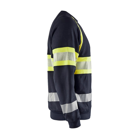 Blaklader Multinorm Sweatshirt 3459 #colour_navy-blue-hi-vis-yellow