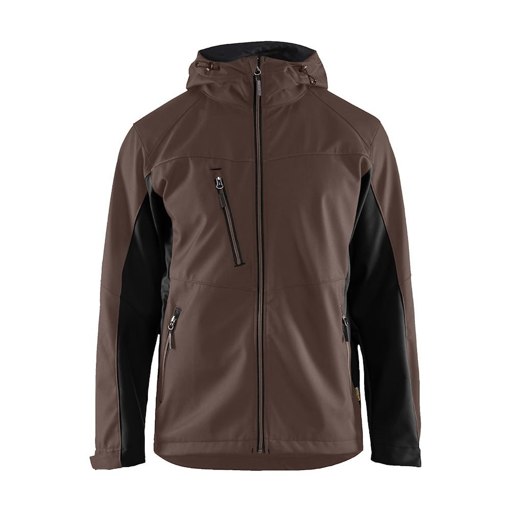Blaklader Softshell Jacket with Hood 4753 #colour_brown-black