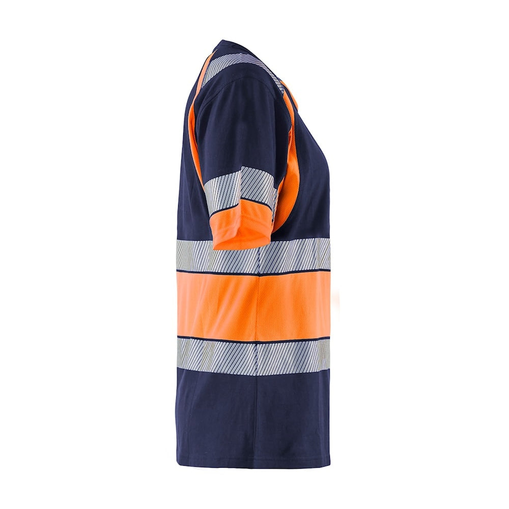 Blaklader Women's Hi-Vis T-Shirt 3410 #colour_navy-blue-orange
