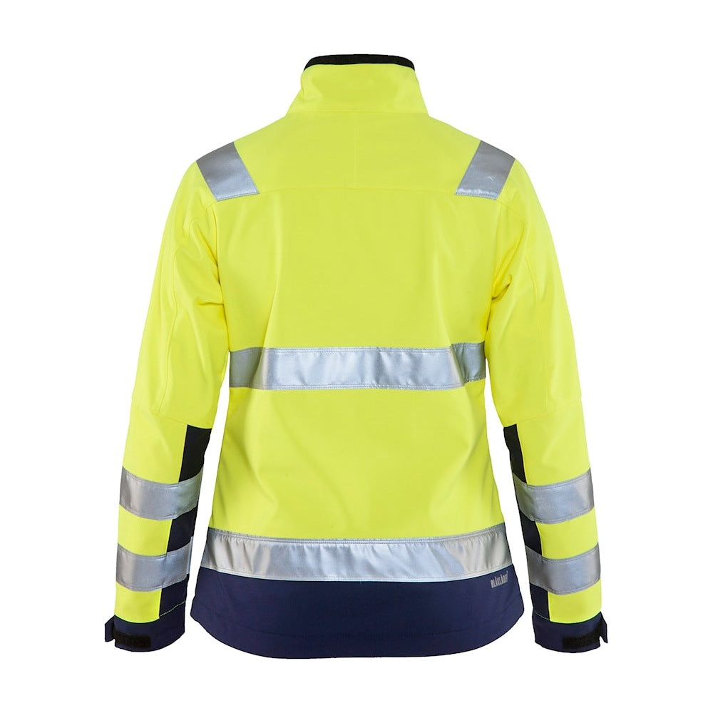 Blaklader Women's Hi-Vis Softshell Jacket 4902 #colour_hi-vis-yellow-navy-blue