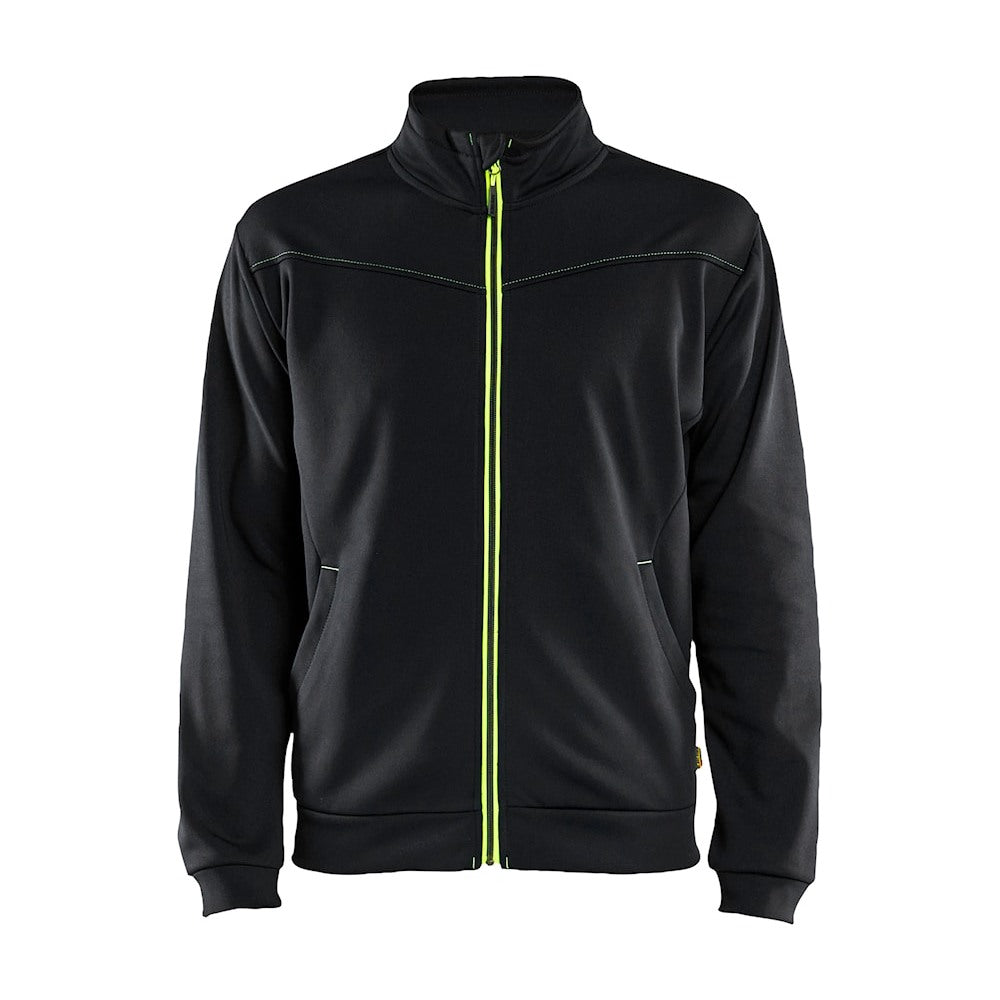 Blaklader Sweatshirt with Full Zip 3362 #colour_black-hi-vis-yellow