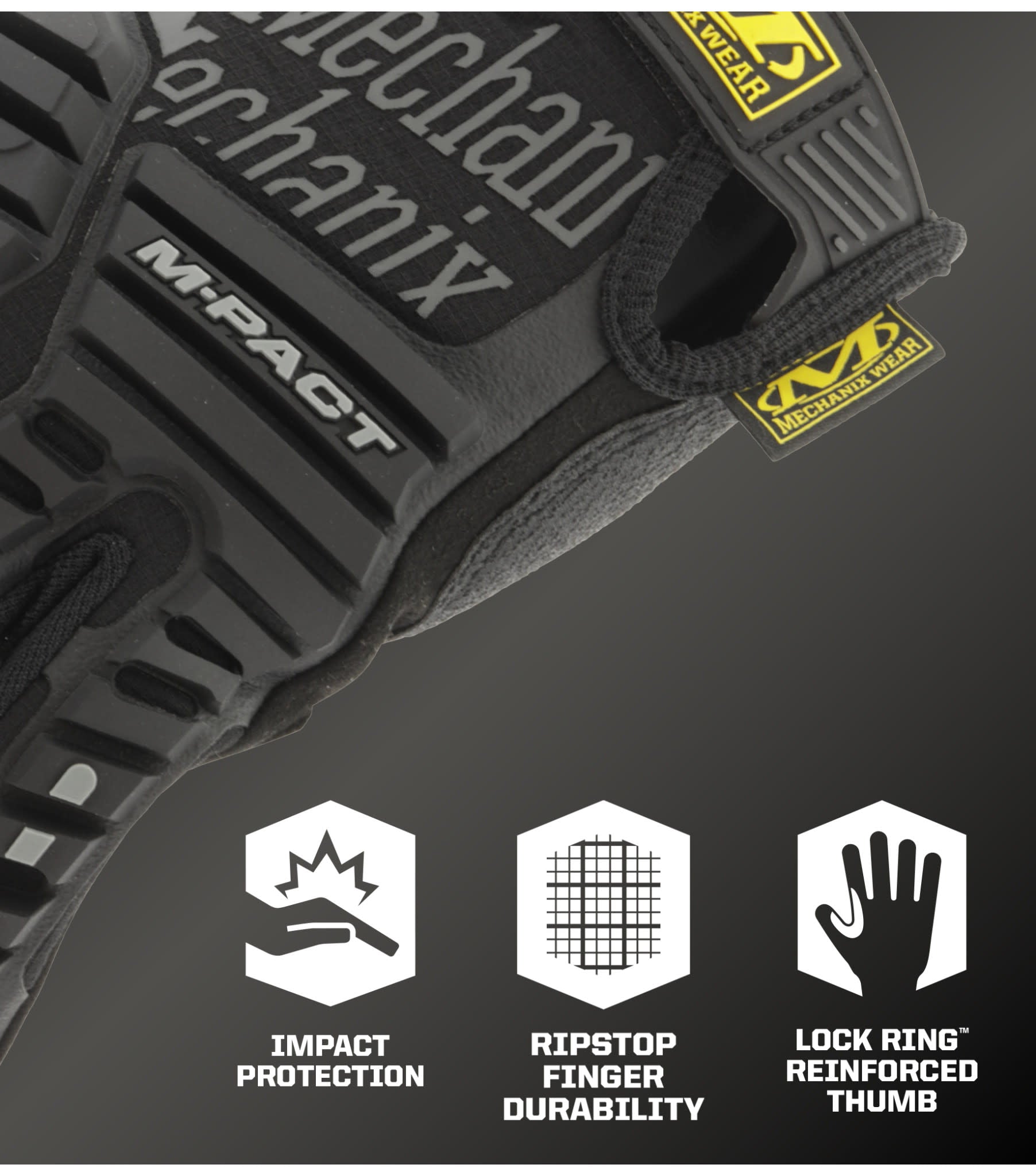 Mechanix Wear M-Pact Grey, Black Impact Resistant Work Gloves