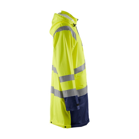 Blaklader Rain Jacket Hi-Vis Level 1 4324 #colour_hi-vis-yellow-navy-blue
