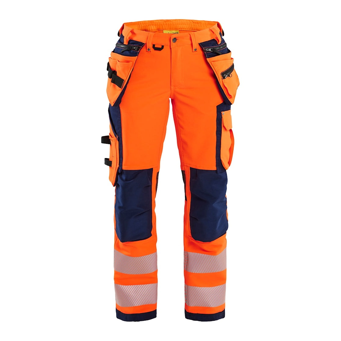 Blaklader Women's 4-Way-Stretch Hi-Vis Trousers 7197 #colour_orange-navy-blue