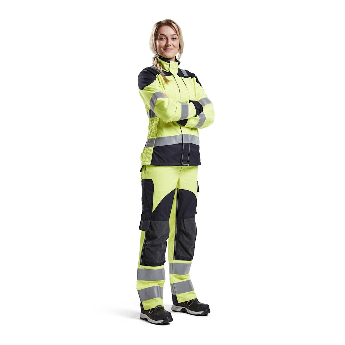 Blaklader Women's Multinorm Inherent Trousers 7189 #colour_hi-vis-yellow-navy-blue