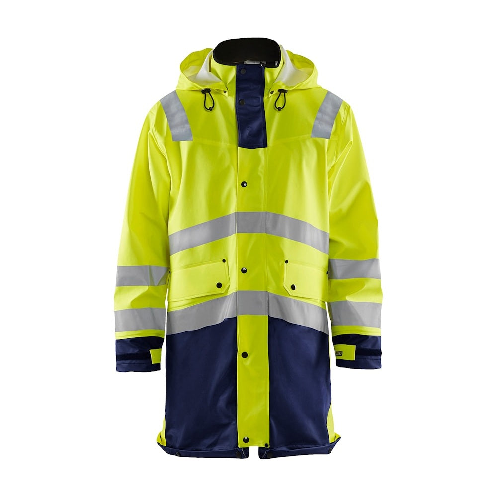 Blaklader Rain Coat Hi-Vis Level 3 4326 #colour_hi-vis-yellow-navy-blue