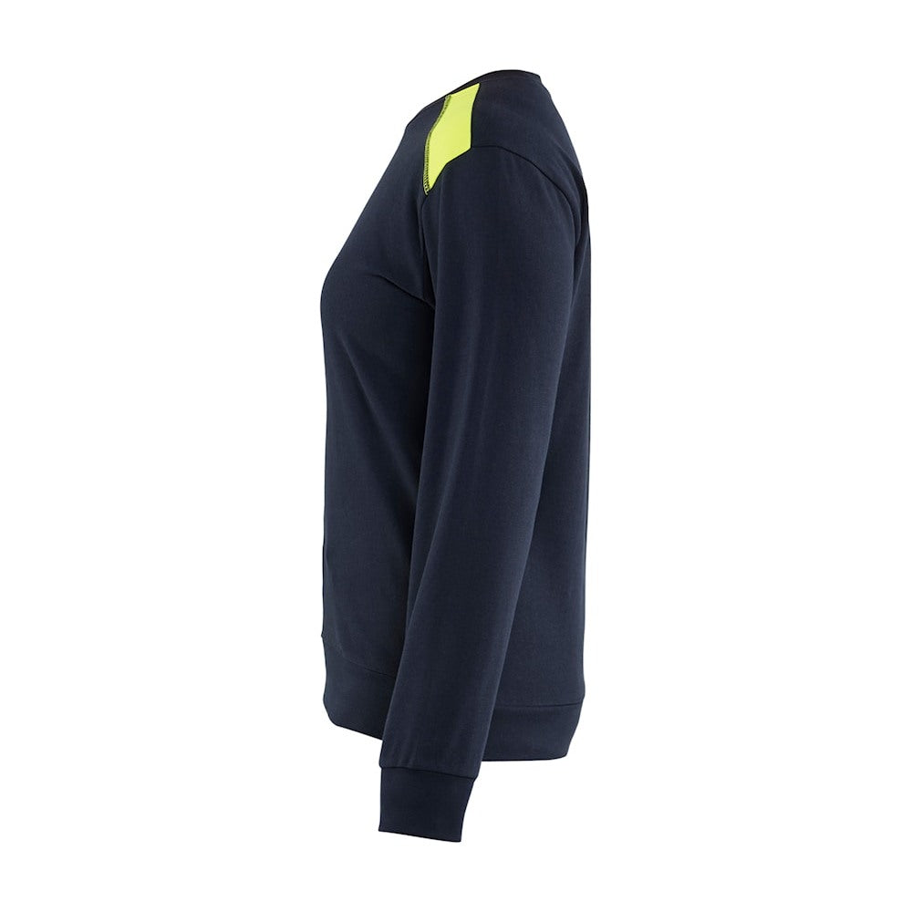 Blaklader Sweatshirt Women 3408 #colour_dark-navy-blue-hi-vis-yellow