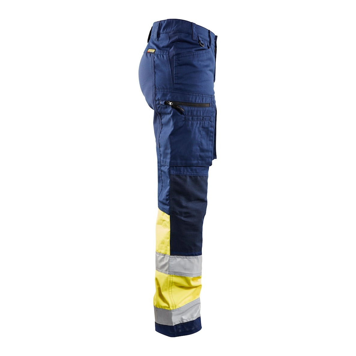 Blaklader Women's Hi-Vis Trousers with Stretch 7161 #colour_navy-blue-hi-vis-yellow