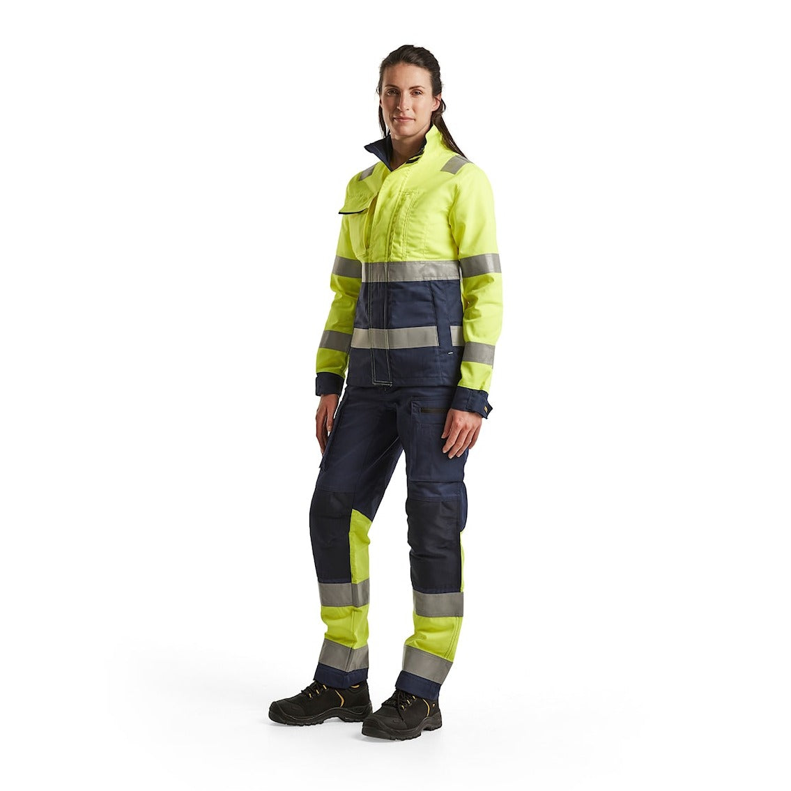 Blaklader Women's Hi-Vis Jacket 4903 #colour_hi-vis-yellow-navy-blue