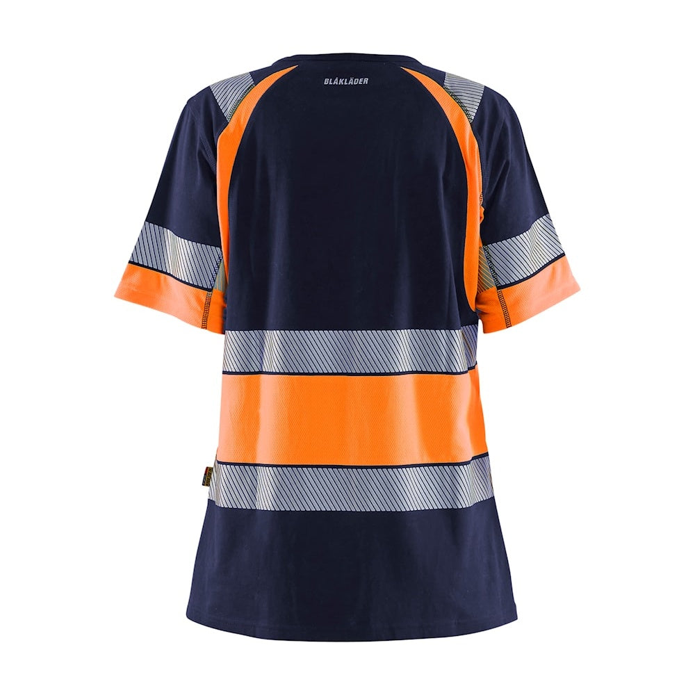 Blaklader Women's Hi-Vis T-Shirt 3410 #colour_navy-blue-orange