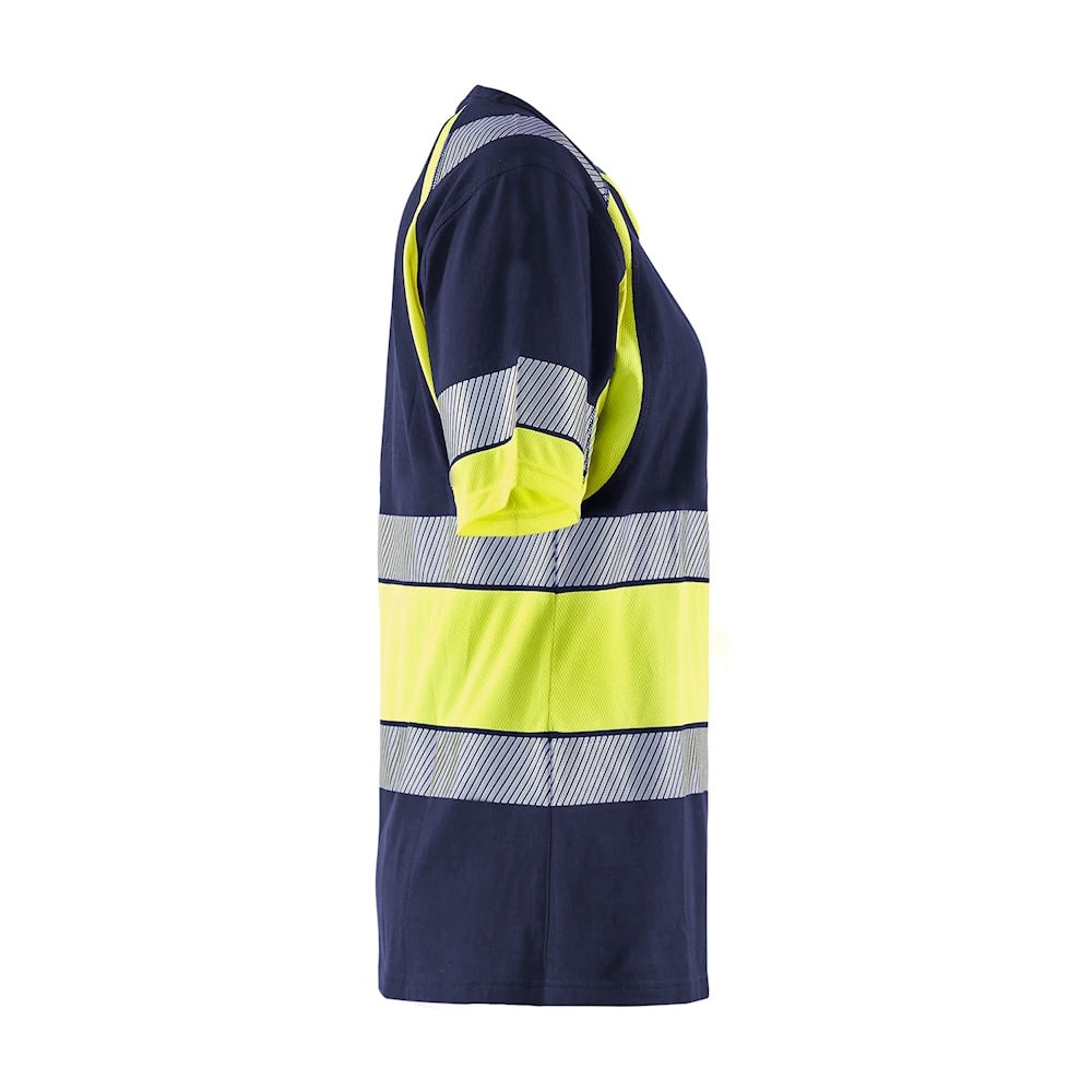 Blaklader Women's Hi-Vis T-Shirt 3410 #colour_navy-blue-hi-vis-yellow