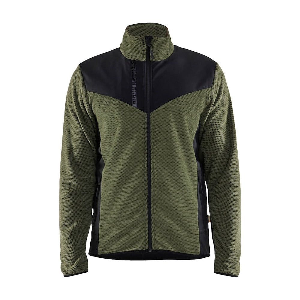 Blaklader Knitted Jacket with Softshell 5942 #colour_autumn-green-black