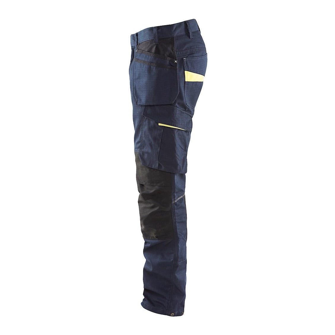 Blaklader Service Trousers with Stretch And Nail Pockets 1496 #colour_dark-navy-blue-hi-vis-yellow