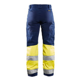 Blaklader Women's Hi-Vis Trousers with Stretch 7161 #colour_navy-blue-hi-vis-yellow