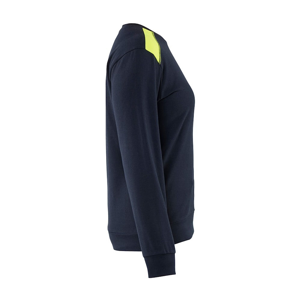 Blaklader Sweatshirt Women 3408 #colour_dark-navy-blue-hi-vis-yellow