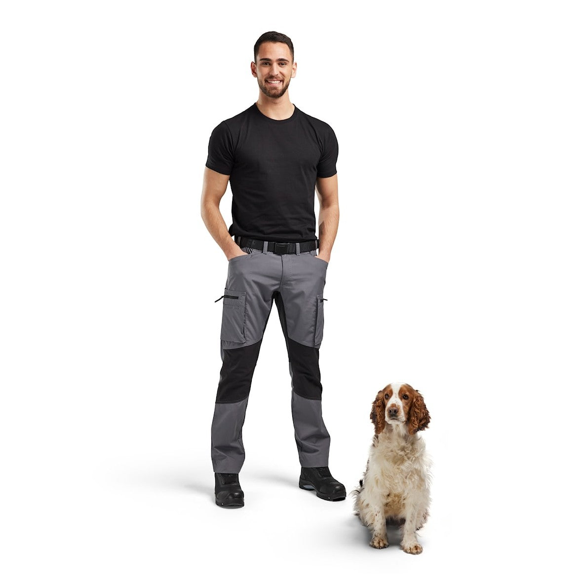 Blaklader Service Trousers with Stretch 14591845 #colour_mid-grey-black