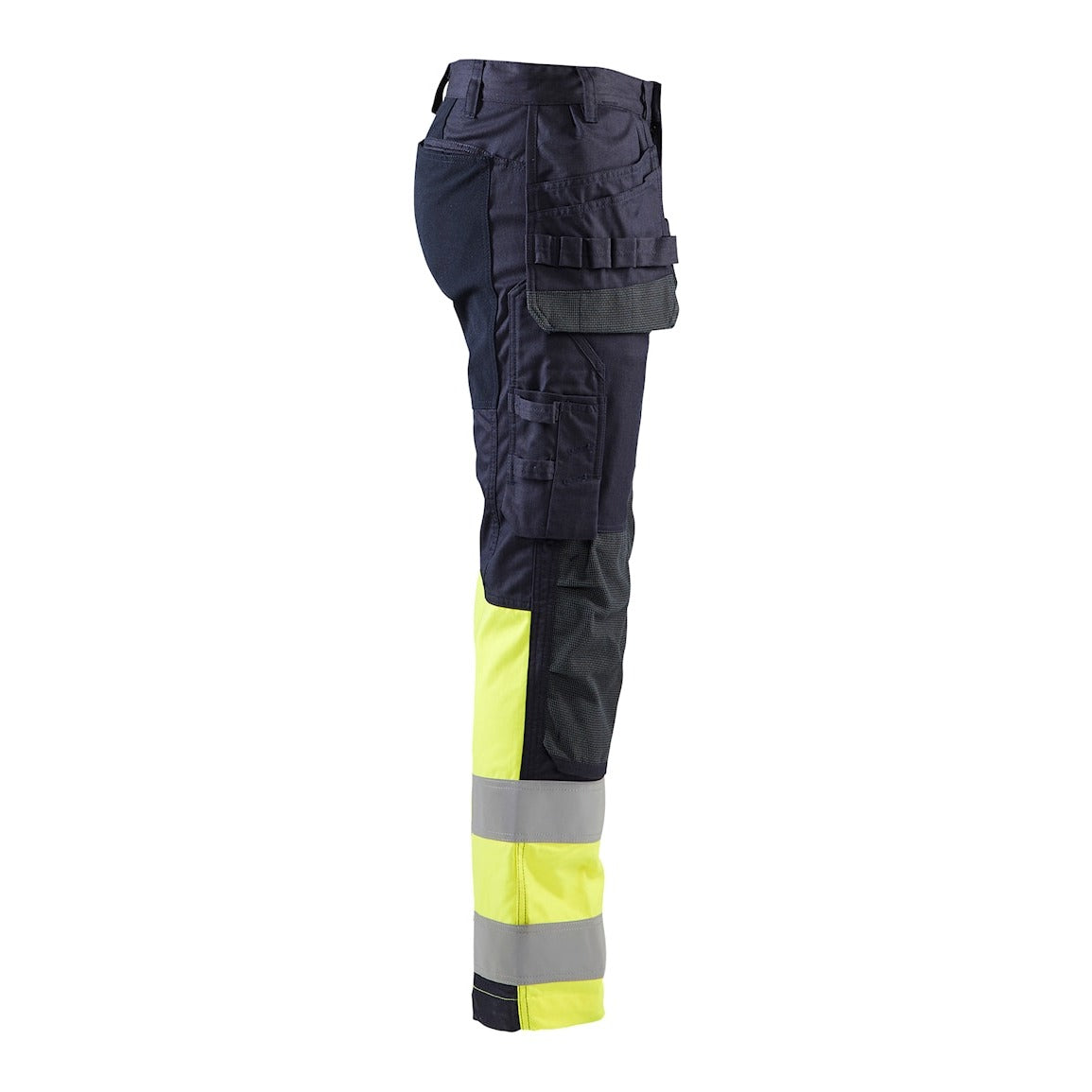 Blaklader Multinorm Inherent Trousers with Stretch 1487 #colour_navy-blue-hi-vis-yellow