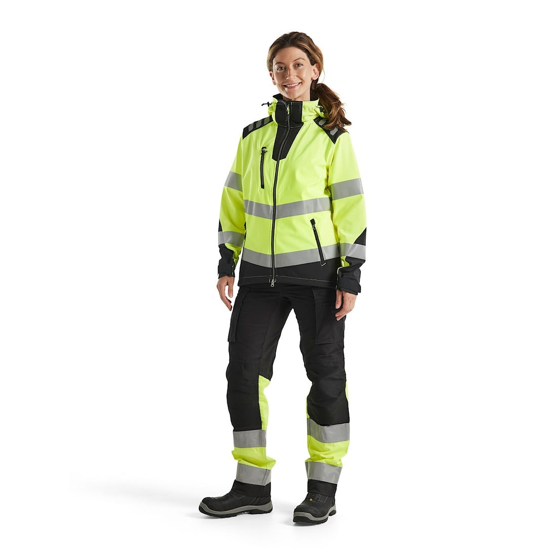 Blaklader Women's Hi-Vis Softshell Jacket 4791 #colour_hi-vis-yellow-black
