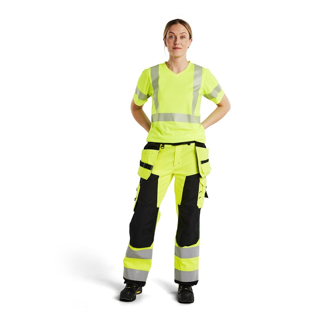 Blaklader Women's Hi-Vis Trousers 7156 #colour_hi-vis-yellow-black